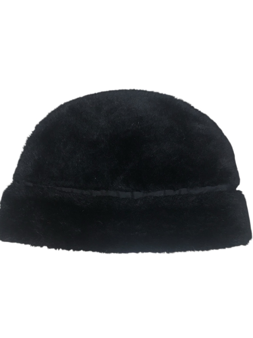Vintage Black Skull Cap Faux Fur Beanie 299183 Large